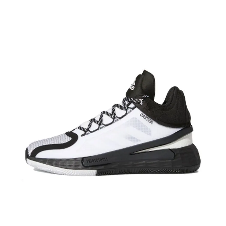 Adidas D Rose 11 Амортизация Износостойкие Низкие Баскетбольные Кроссовки Мужские Белый Черный