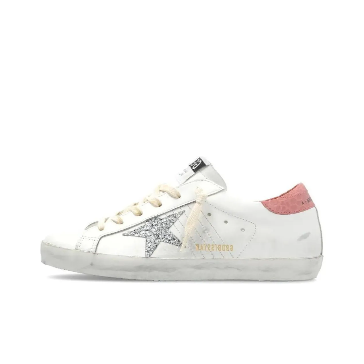 Golden Goose Super Star White Silver Glitter Pink Women's