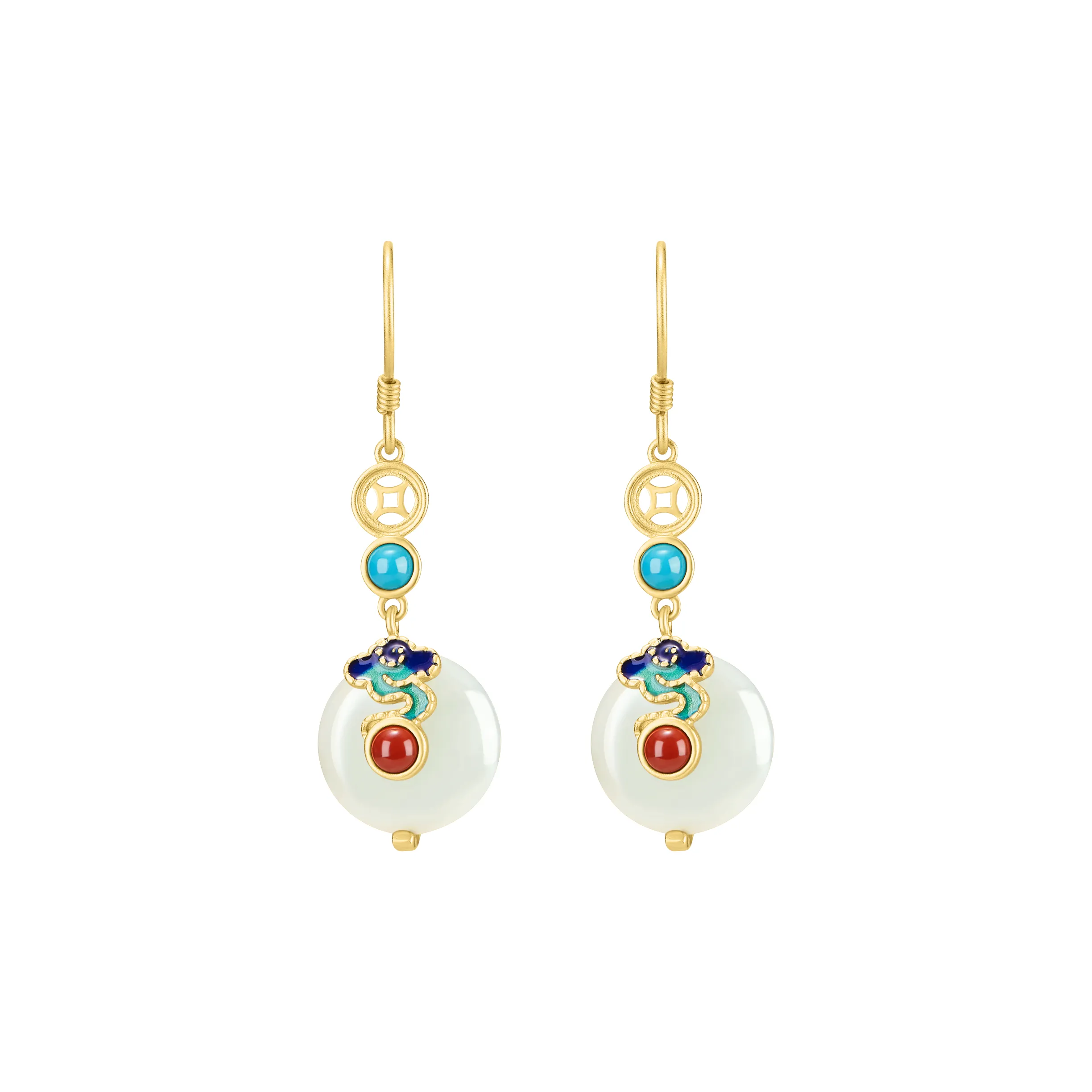 Mom's Gift Earrings Pale Greenish White Jade Women's