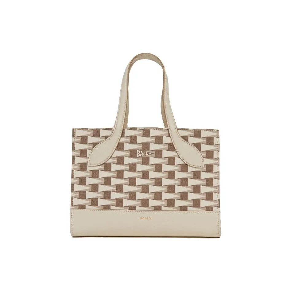 BALLY Leather Tote Bag Shopping Bag Handbag Shoulder Bag Crossbody Bag Women's Multiple Gray & Bone White