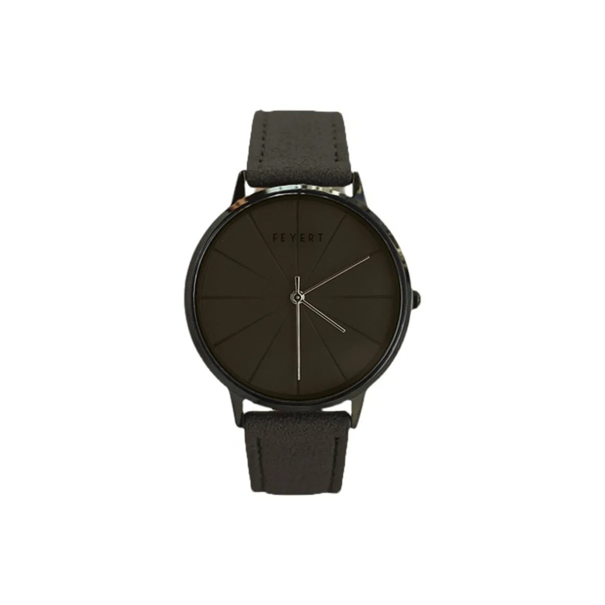 FEYERT Fett Linear Collection Кварцевый механизм Кожаный ремешок Часы Унисекс Черный циферблат