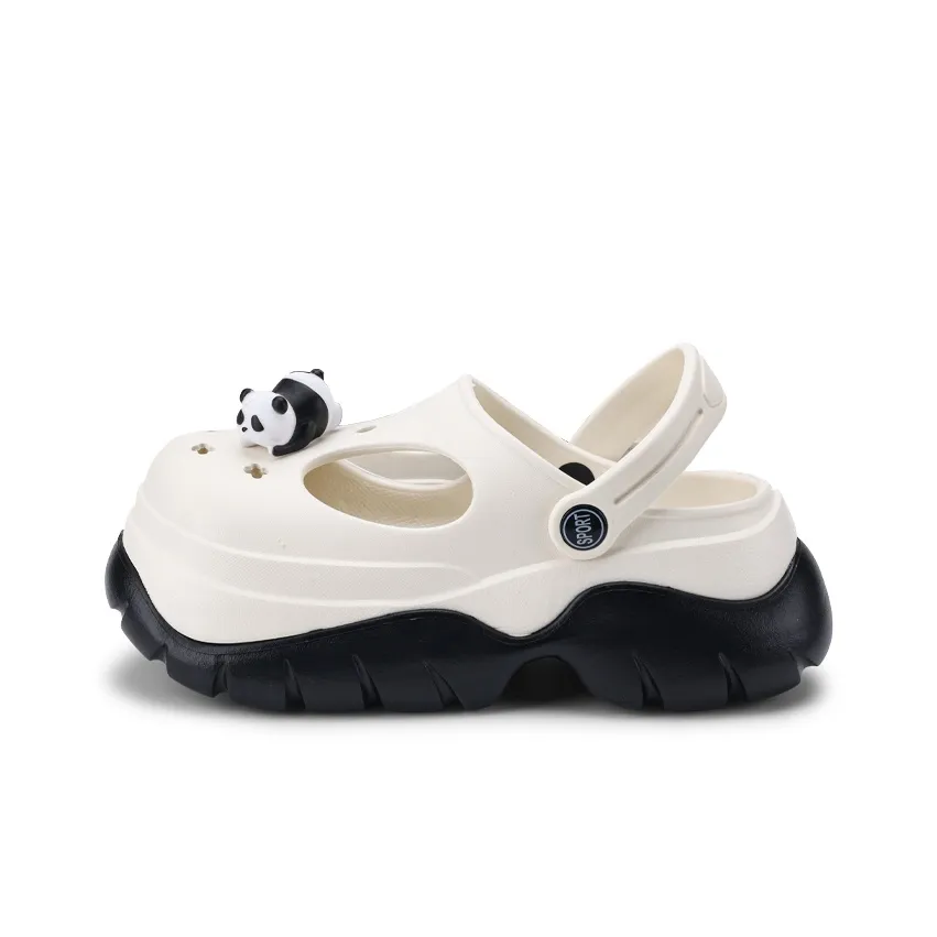 XMISTUO Cute Panda Soft Sole Closed Toe Slippers Shoes Clogs 4cm Women's