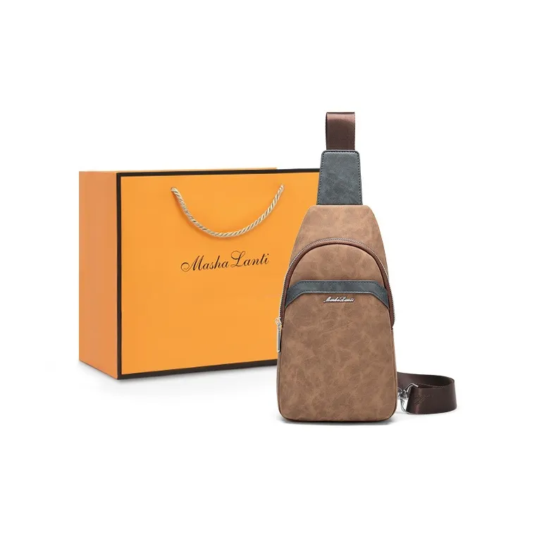 MashaLanti Сумка через плечо из синтетической кожи сумка-слинг среднего размера мужская кофейного и серого цвета