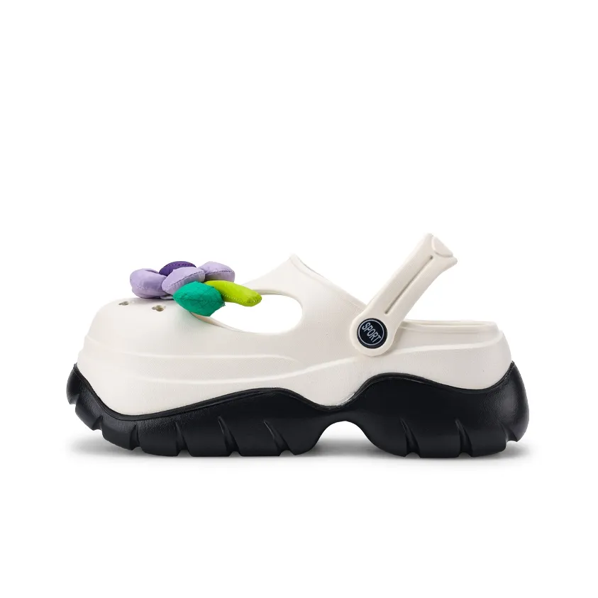 XMISTUO Cute Small Flower Over The Knee Closed Toe Slippers Clogs Women's