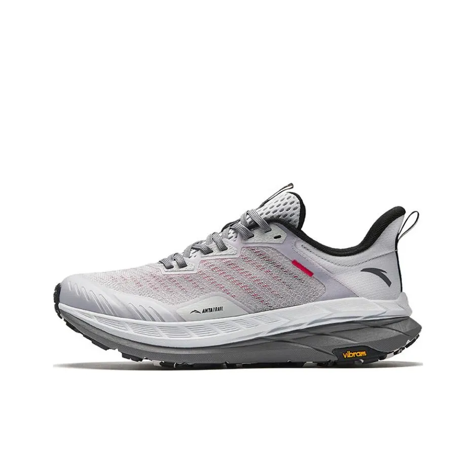 Anta Kunlun Cushioned Slip Resistant Low Top Running Shoes Men's Gray Red