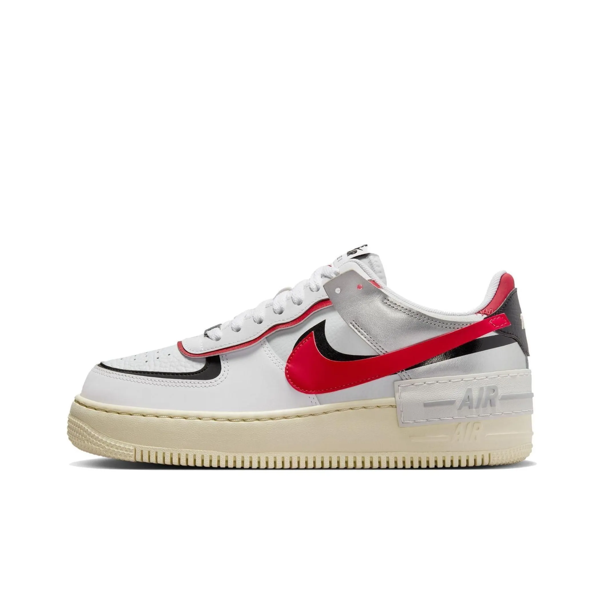 Nike Air Force 1 Low Shadow White Silver Gym Red Women's