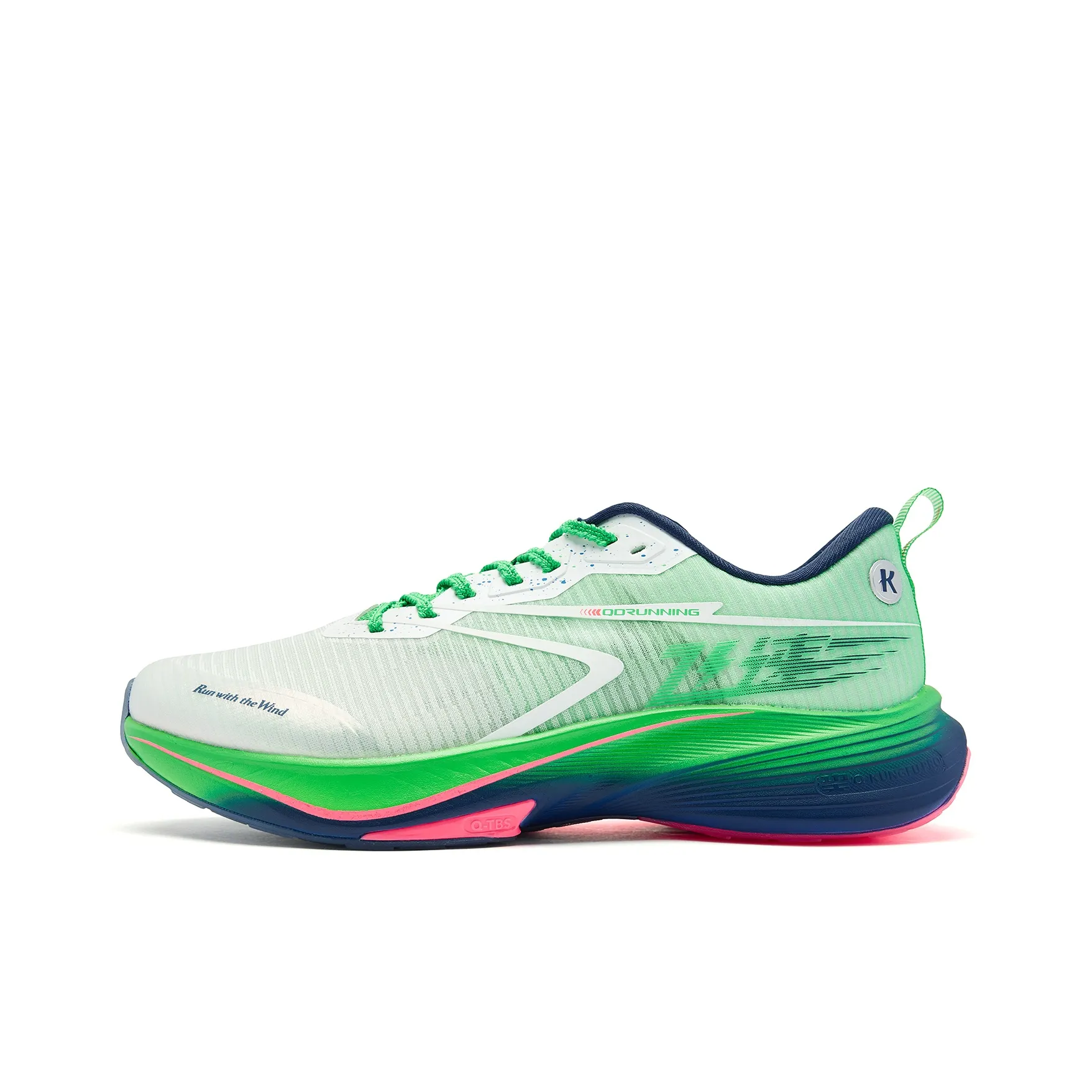QIAODAN Fast 2.0   Strong Wind Blowing Running Shoes Men's Low Top Jordan White Green Plum
