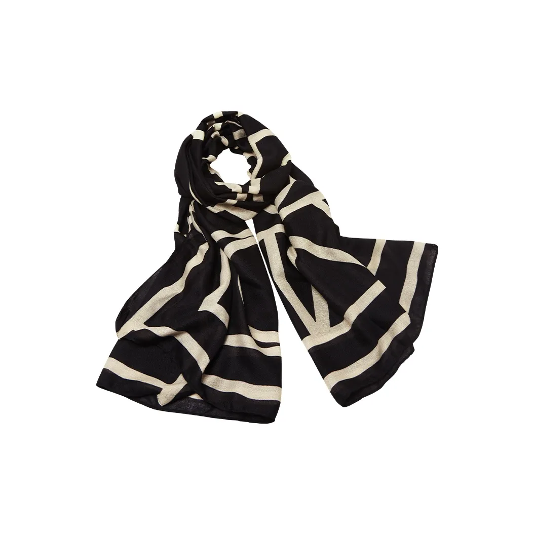 Narandu Полиэстер Палантины Женские Черно-белые полосы