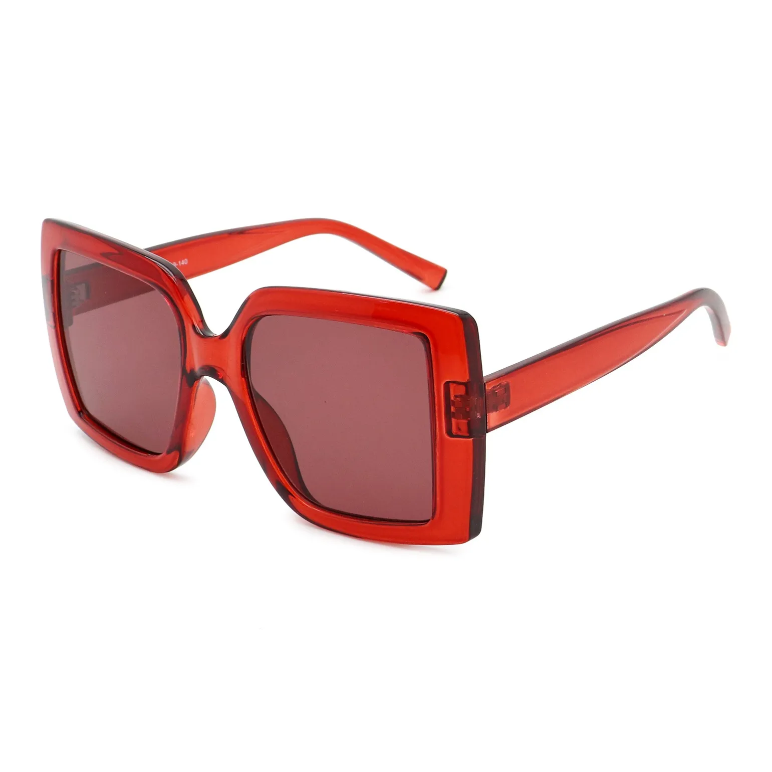 Пара Ponyo PC Квадратные Солнцезащитные Очки Унисекс Прозрачные Красные Рамка