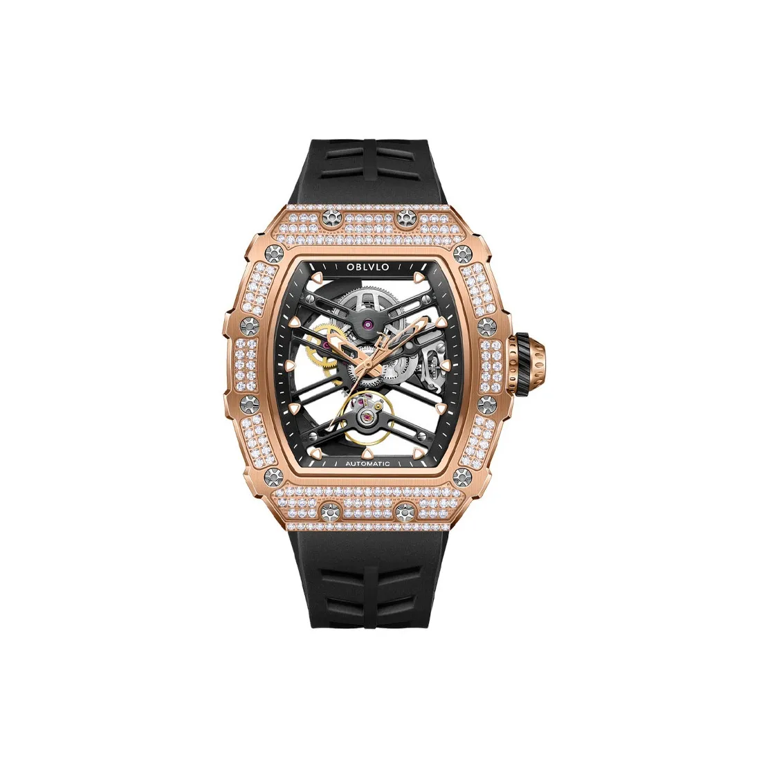 OBLVLO Механические Мужские Часы 50мм*43мм Скелет