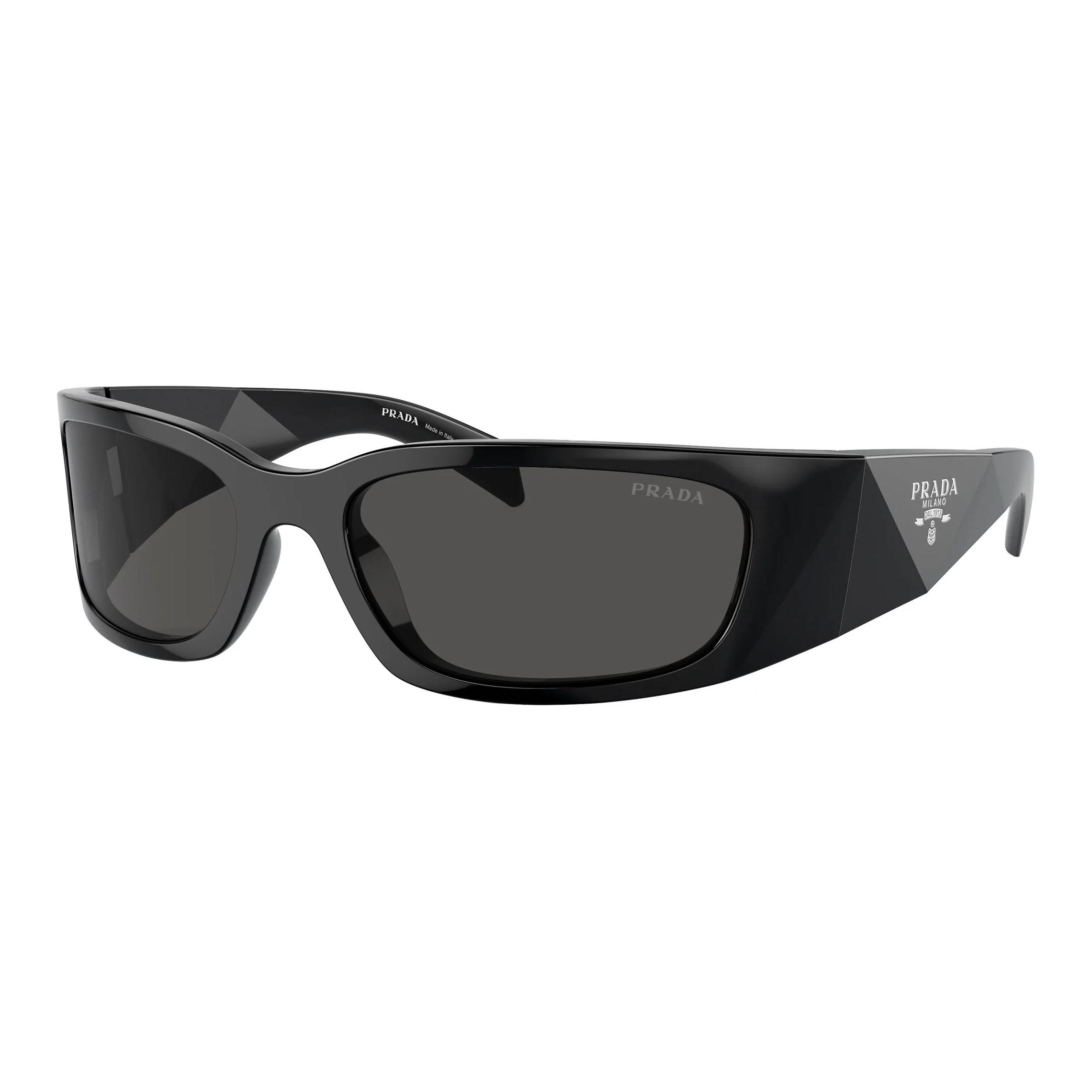 サングラス Prada Oversized Geometric Eyewear With Dark Grey Lenses Prada Oversized Geometric Sunglasses in Silver with Triangle
