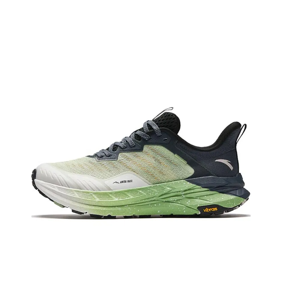 Anta Cushioning Wear Resistant Low Top Trail Running Shoes Men's Asphalt Gray White
