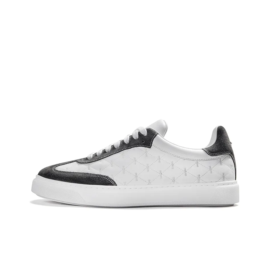 THOM WILLS Trendy Versatile German Army Trainers Low Top Skateboard Shoes Men's Gray White