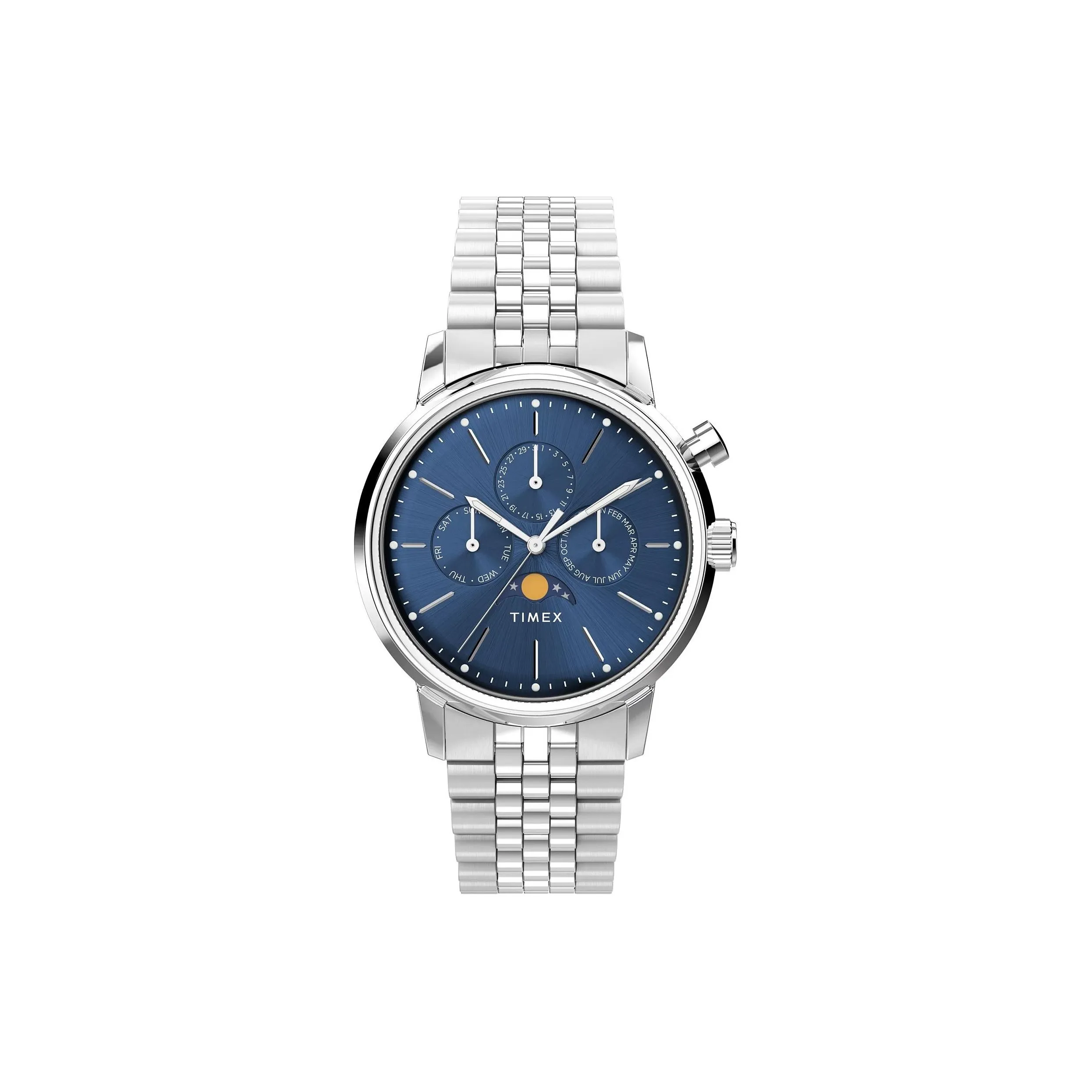 TIMEX Marlin Collection Мужские часы Кварцевый механизм Ремешок из нержавеющей стали 40 мм Синий циферблат