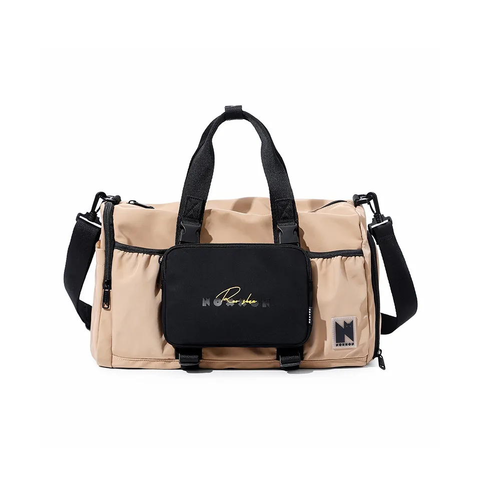 NOXXON Nylon Fabric Luggage Bag Handbag Gym Bag Large Size Unisex Khaki/Nude Pink