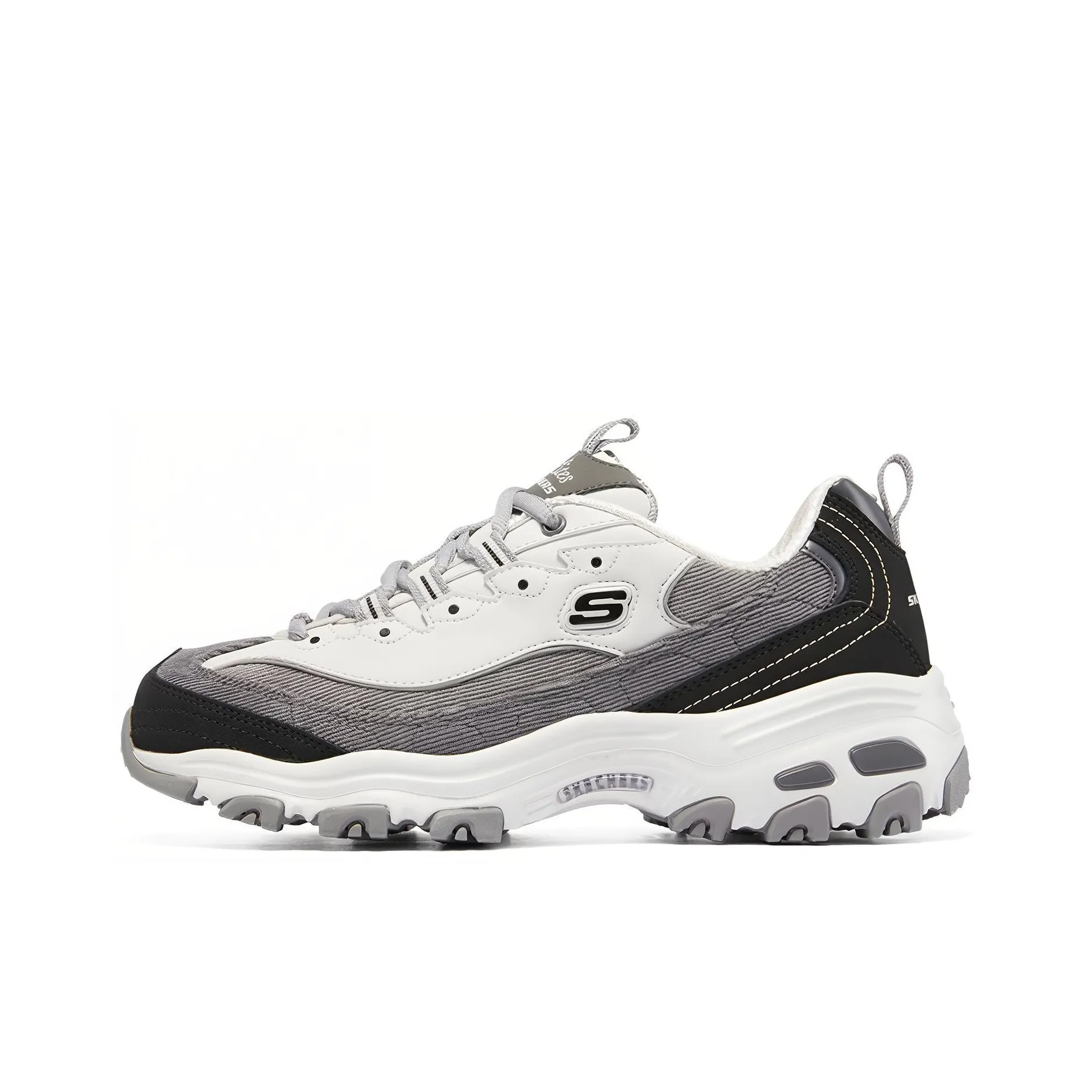 Skechers D'LITES 1,0 Легкий визуально увеличивает рост массивные кроссовки Женские Черный Серый