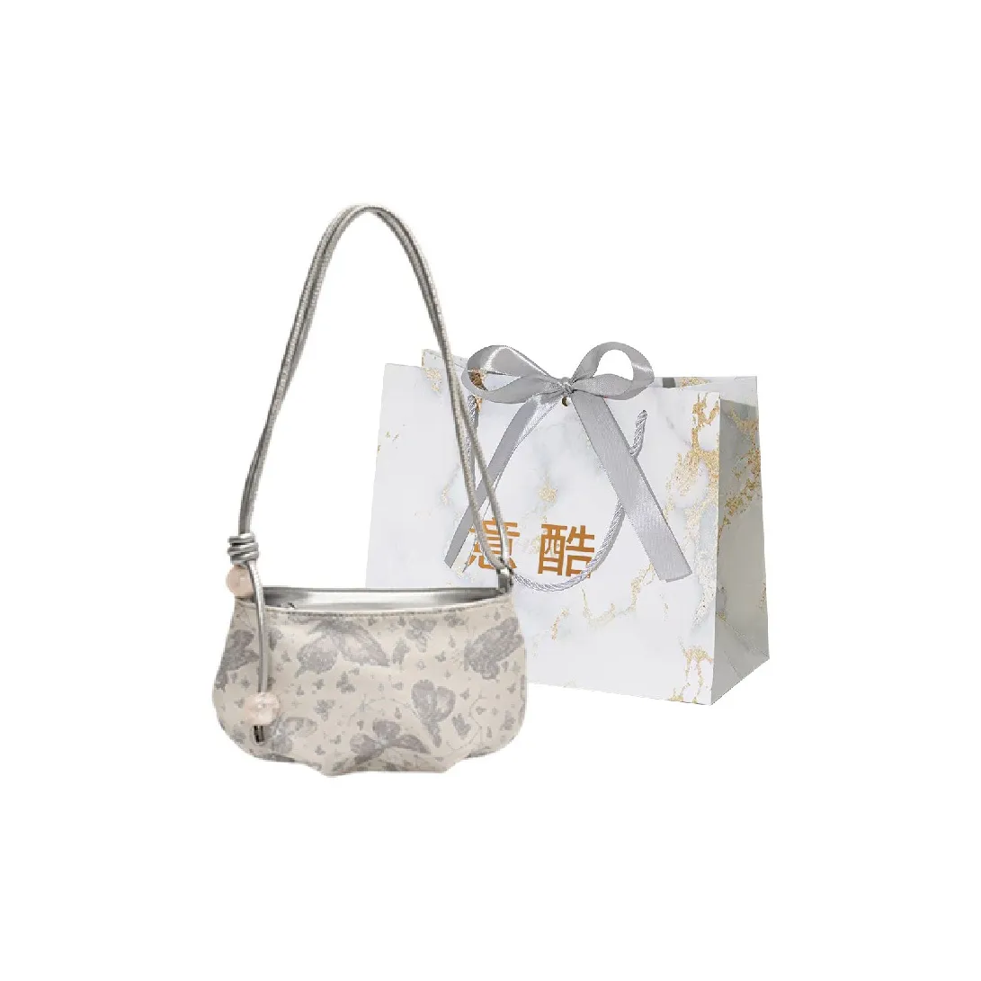 Cool PU Tote Bag, Shopping Bag, Crossbody Bag, Shoulder Bag Regular Women's Silver/Ecru/Pink