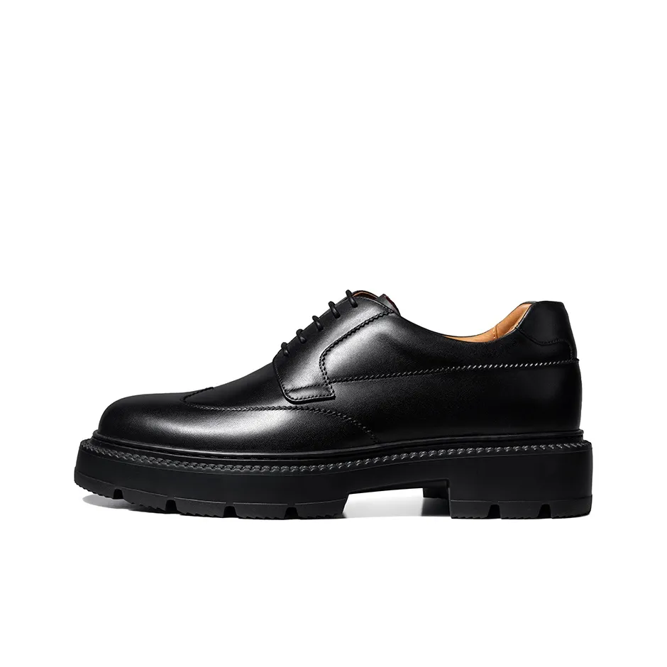 Zuti British Business Calfskin Derby Shoes Casual Shoes Men's Black