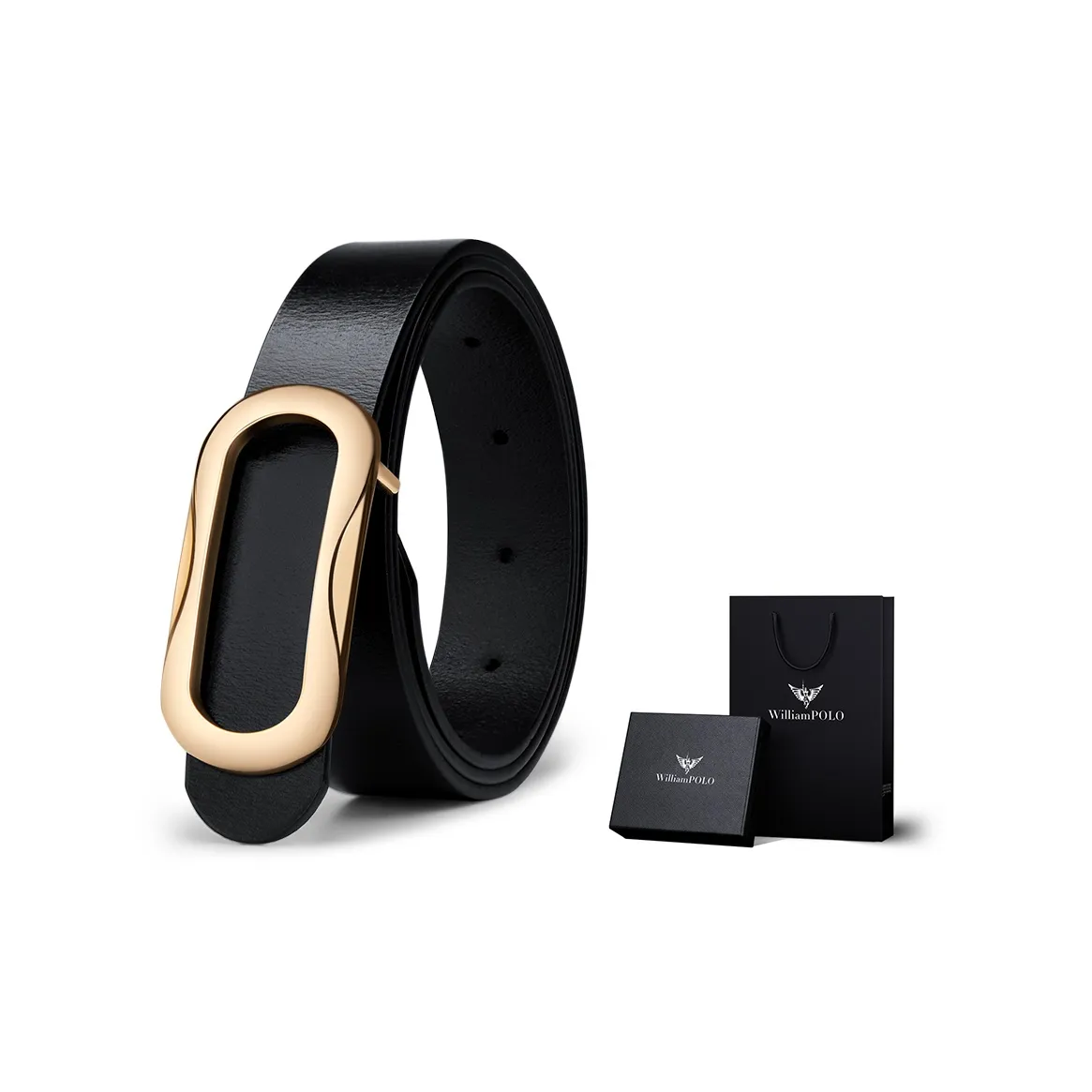 WilliamPOLO Ремни из коровьей кожи женские золотая пряжка черный ремешок ширина 3,5 см