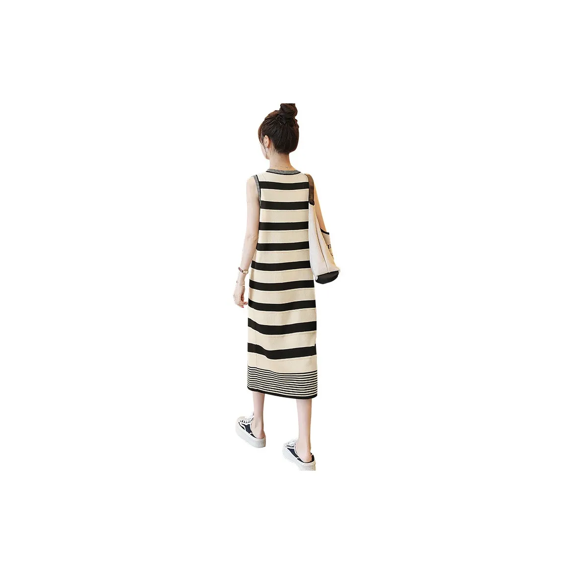 Cypress House Sleeveless Dress Women's Black Rice Stripes