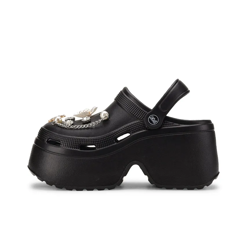 XMISTUO Elegant Versatile Fashion Pearl DIY Closed Toe Sandal Clogs Women's