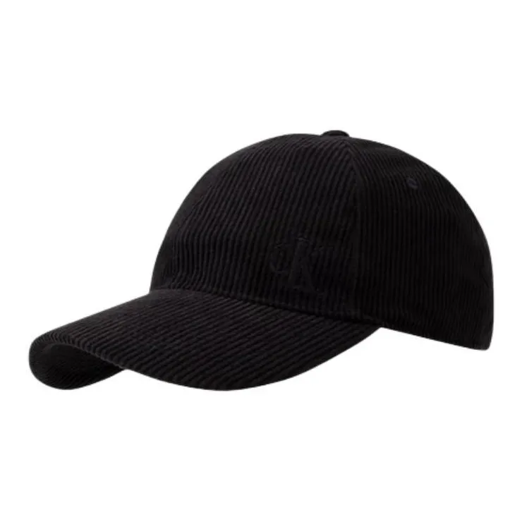CALVIN KLEIN Polyester, Corduroy, Metal Baseball Caps Men's Black
