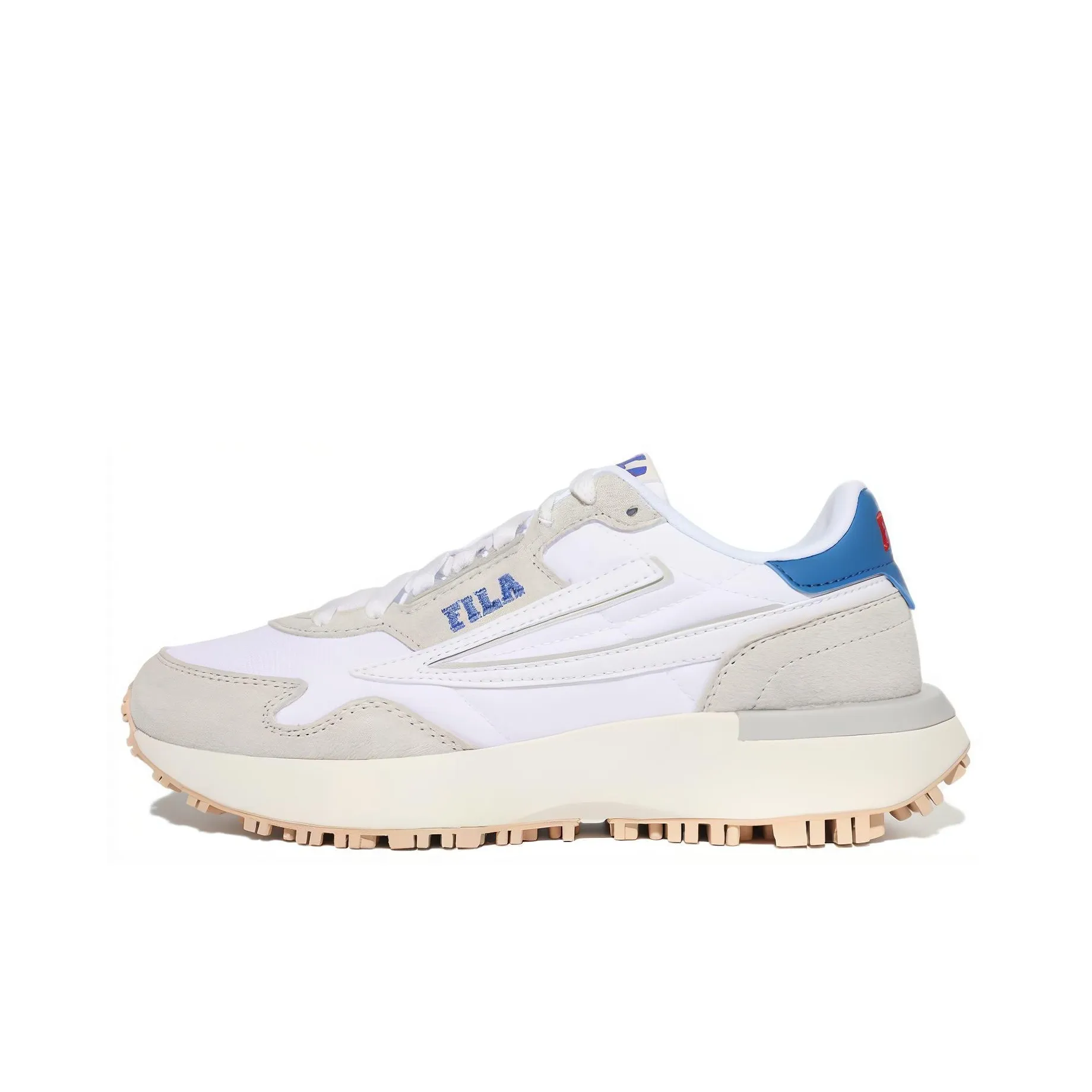 FILA Cushioning Anti Slip And Wear Resistant Low Top Tennis Shoes Unisex White Blue