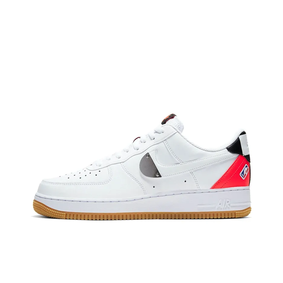 Nike Air FORCE 1 NBA Pack Air Force 1 Slip-resistant Low Top Скейтбординг Кроссовки Мужские Белый Красный