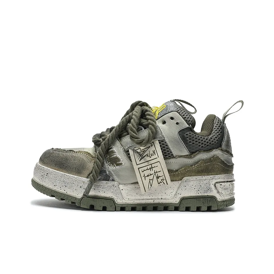 X·LUN Cushioned Wear Resistant Height Increasing Low Top Skateboard Shoes Unisex Green
