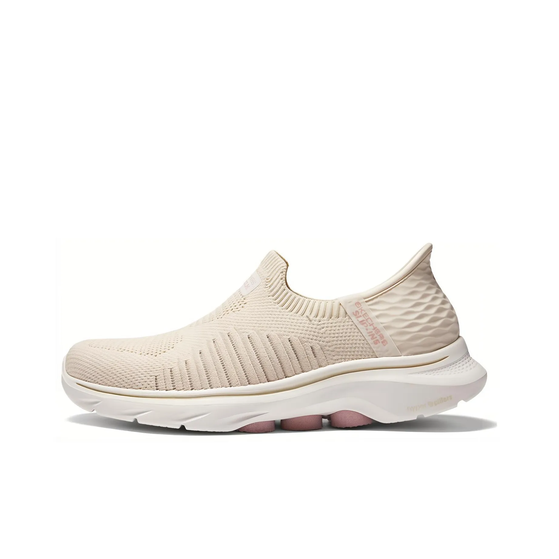 Skechers GO WALK 7 Hands Free Slip Ins Cushioning And Breathable Low Top Casual Shoes Women's Beige Pink White