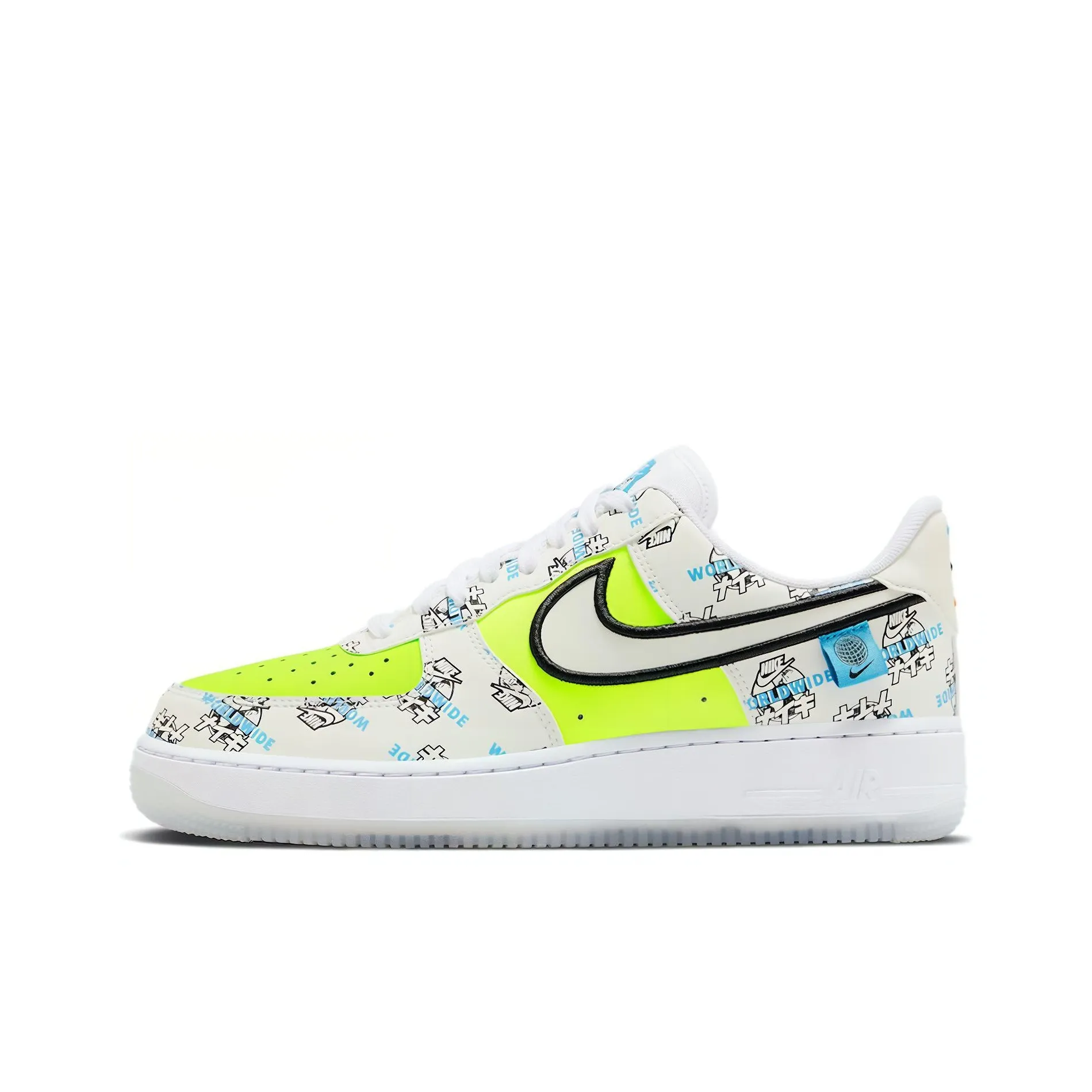 Nike Air FORCE 1 'Worldwide Pack' Низкие Скейтборд Кроссовки Унисекс Белый Желтый Синий