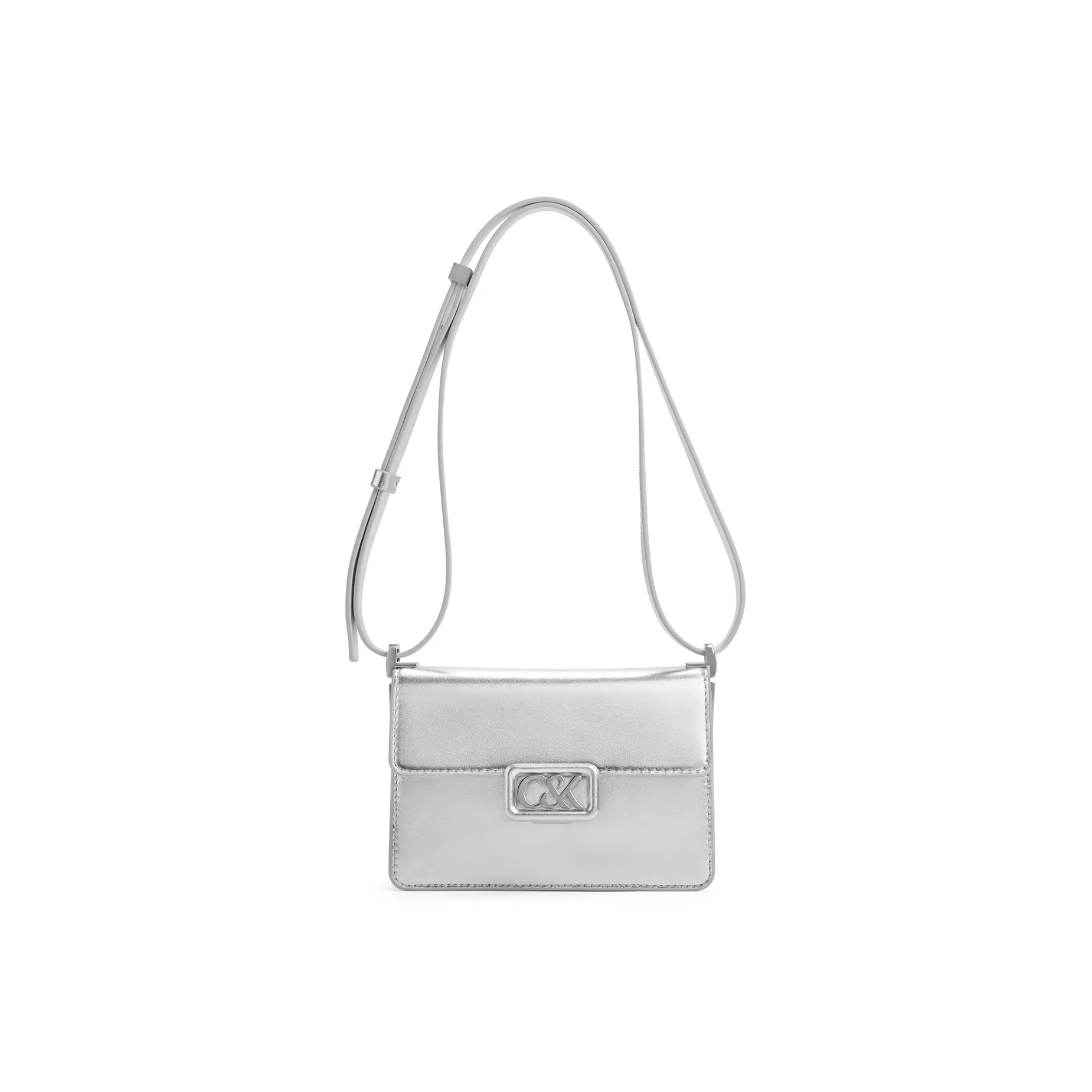 CHARLES KEITH Коровья кожа Ткань Конверт Сумка Маленькая Квадратная Сумка Сумка через плечо Маленькая Женская Черная Серебряная