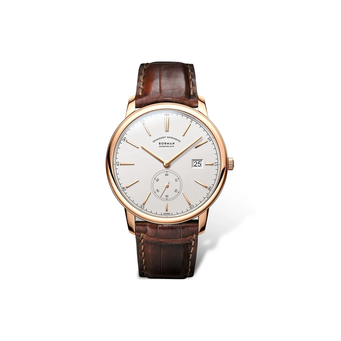 BORMAN Автоматический Механический Механизм Часы из Натуральной Кожи Ремешок Мужские Часы Белый Циферблат