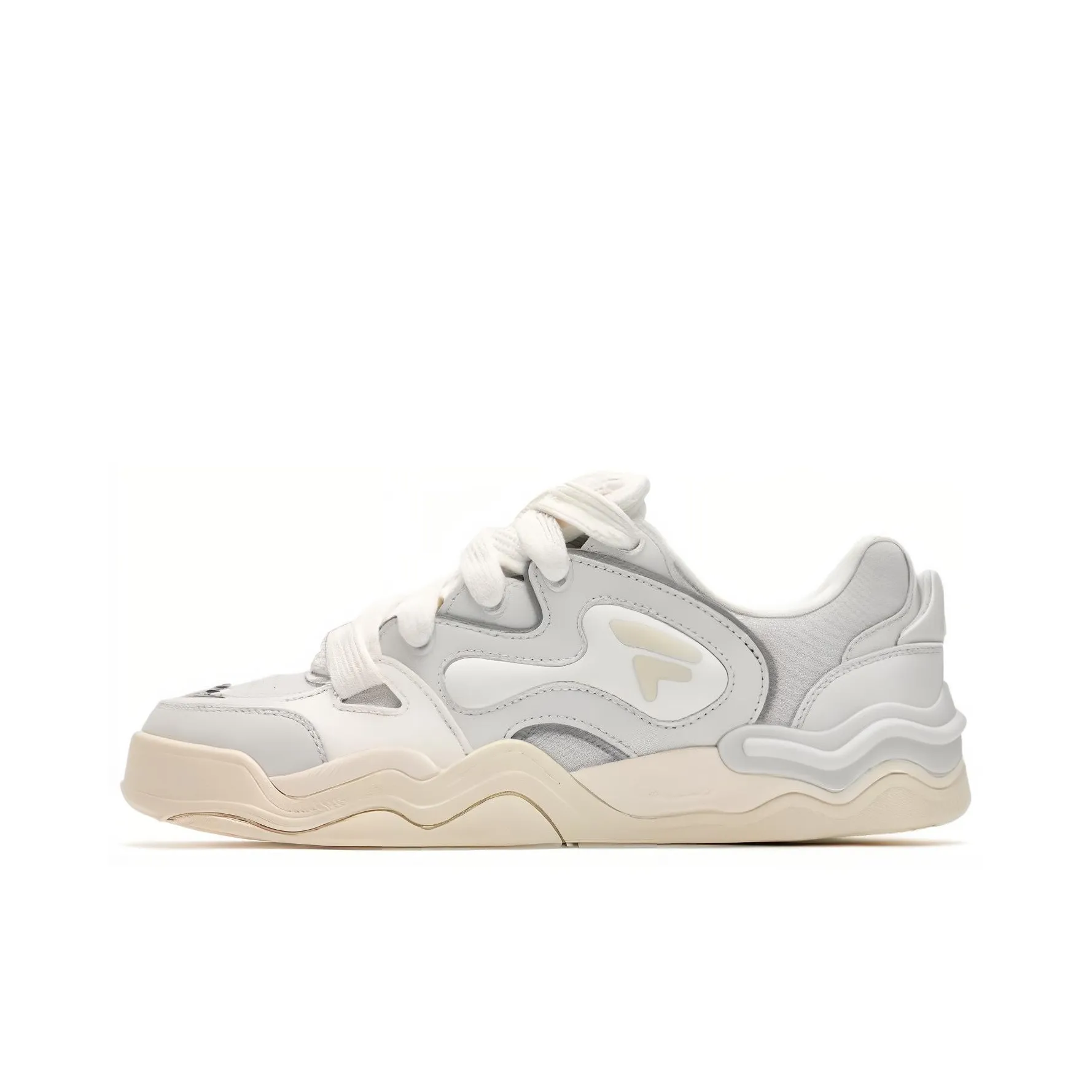 FILA FUSION KICK Wave Bottom Sneakers DX Anti-Slip Wear-Resistant Low-Top Skateboard Shoes Men's White