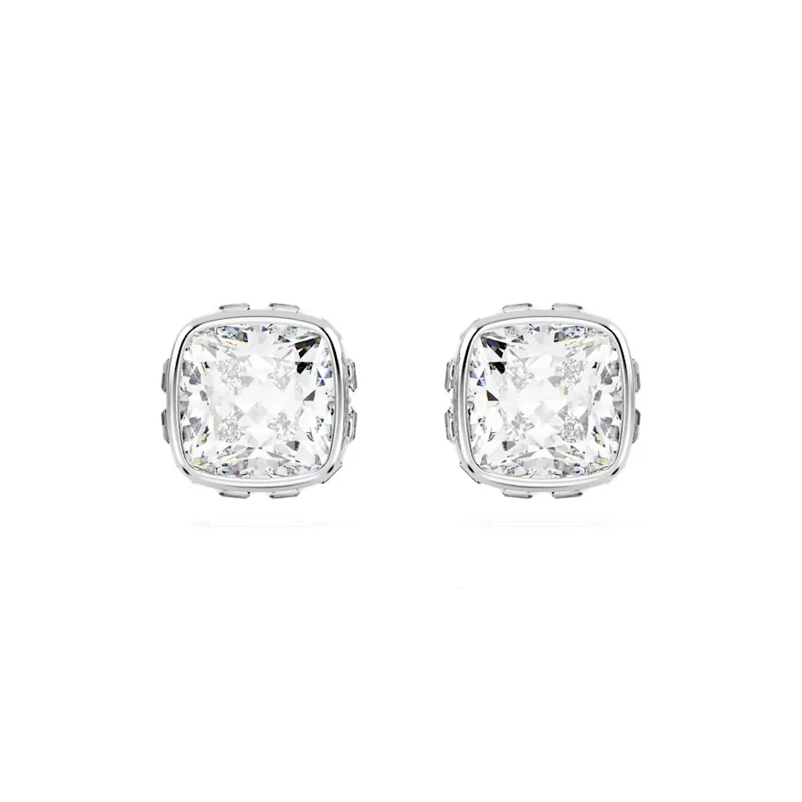 Swarovski Crystal Rhodium-plated Zirconia Stud Earrings Women's Silver