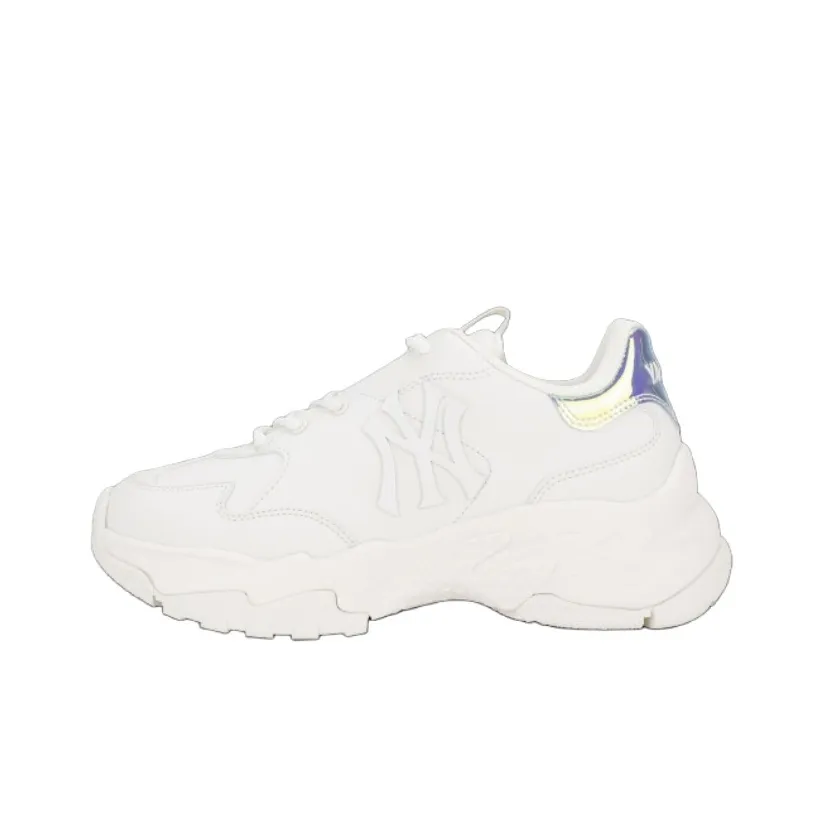 MLB Big Ball Chunky Shiny New York Yankees Anti Slip Wear Resistant Low Top Chunky Sneakers Unisex White