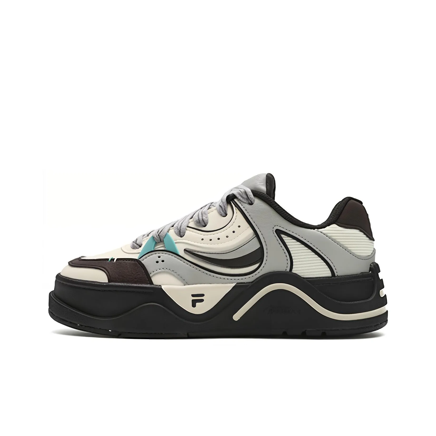 FILA FUSION 50 50 Cushioned Slip Resistant Low Top Skateboard Shoes Women's Gray White
