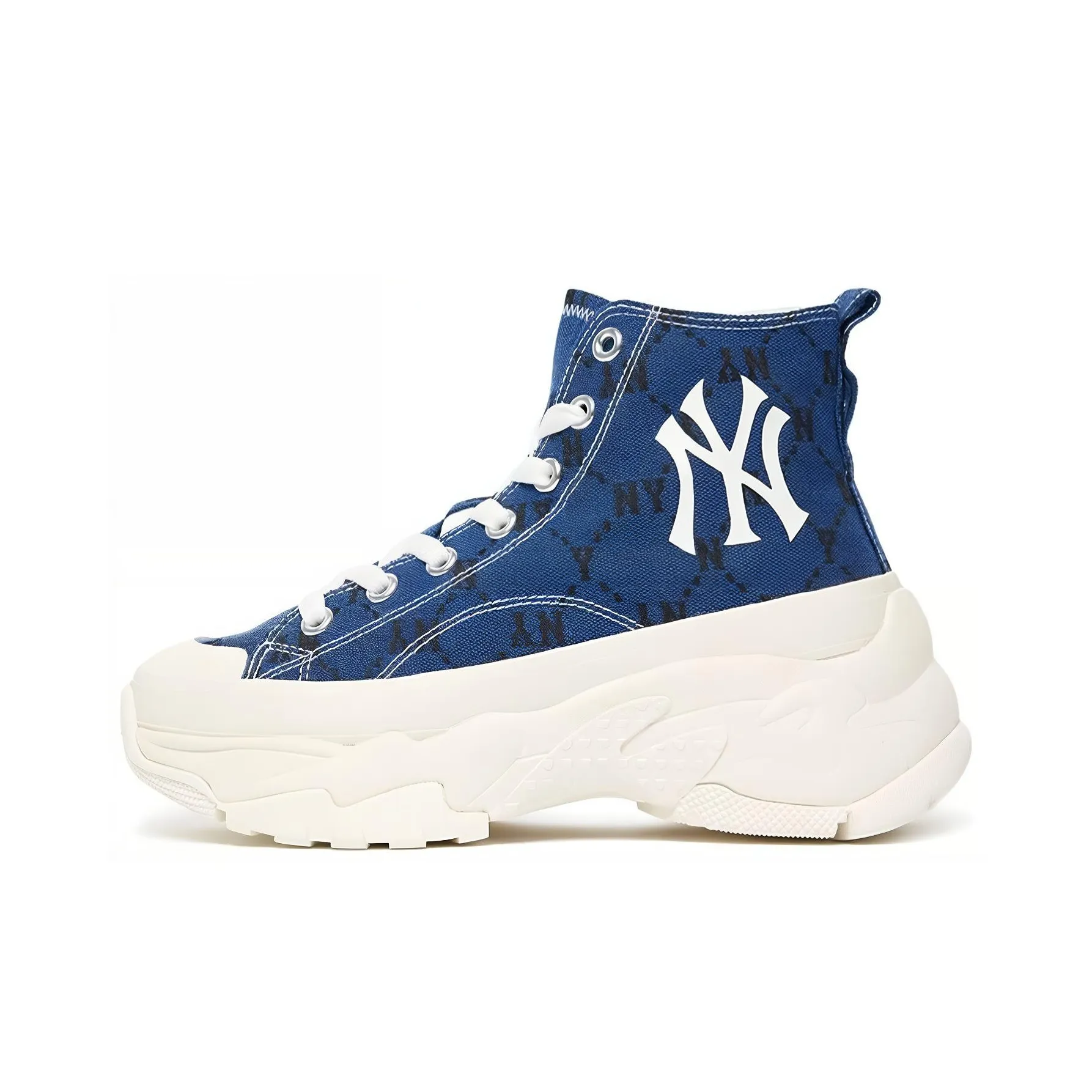 MLB Chunky High Anti Slip Wear Resistant High Top Canvas Shoes Unisex Blue
