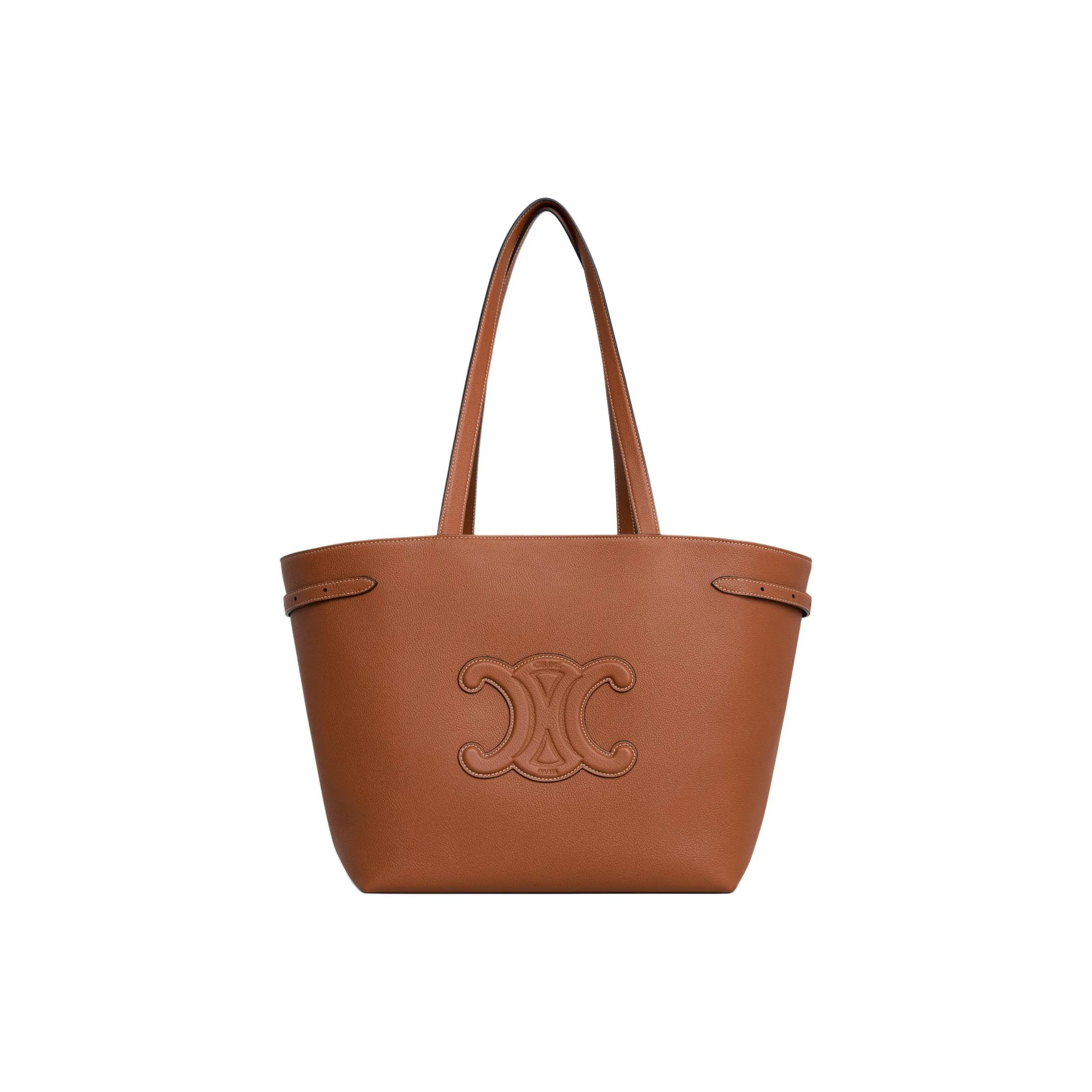 CELINE Cabas Grained Calfskin Tote Bag, Shopping Bag, Shoulder Bag, Handbag Women's Tawny