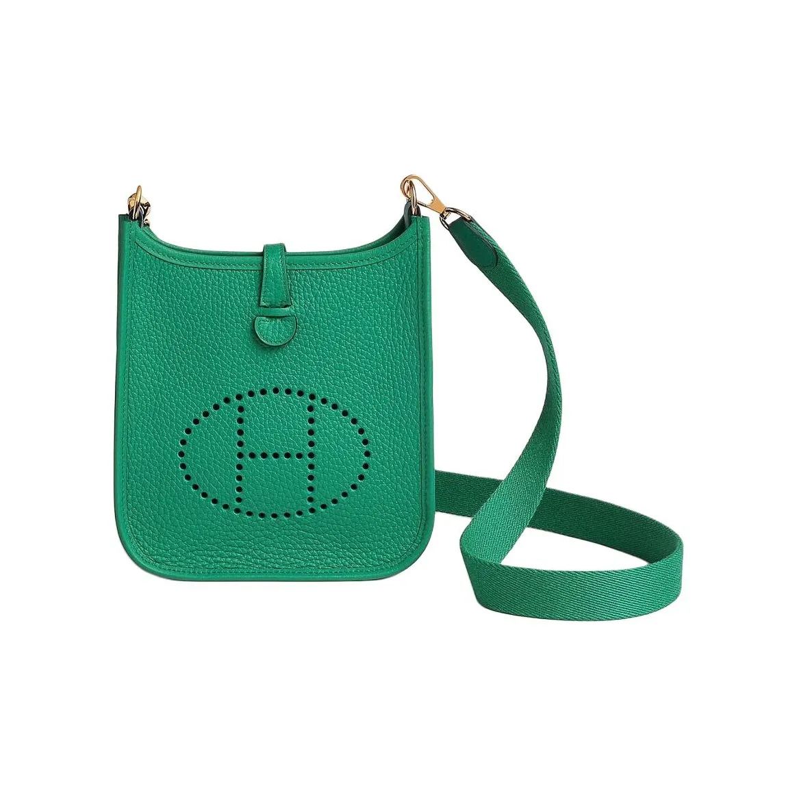 HERMES Evelyne Clemence Cow Leather Evelyn Shoulder Bag, Crossbody Bag Mini Women's Green