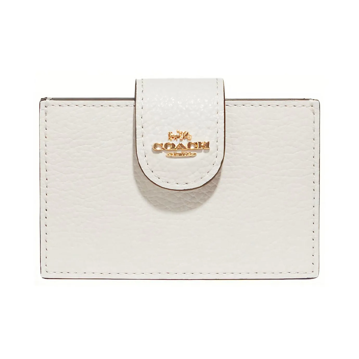COACH Accordion Card Case Pebbled Leather Coin Purses Card Holders Mini Women's White & Light Multicolor