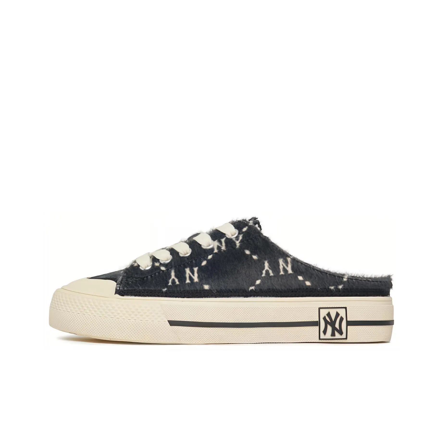 MLB Playball Mule Fur Dia Monogram Slip Resistant Cushioning Wear Resistant Low Top Skateboard Shoes Unisex Black