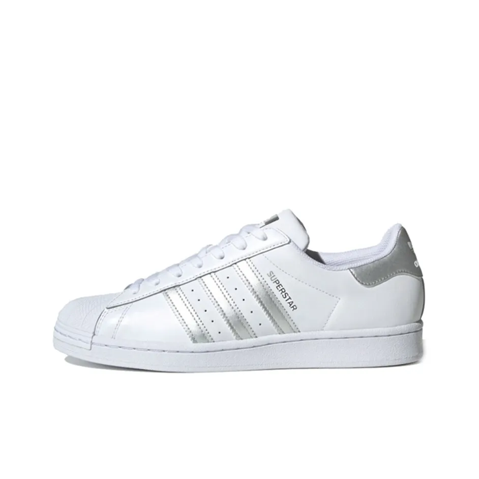 Adidas Originals SUPERSTAR Амортизация Износостойкие Низкие Кроссовки для Скейтбординга Унисекс Ярко-белый Серебряный