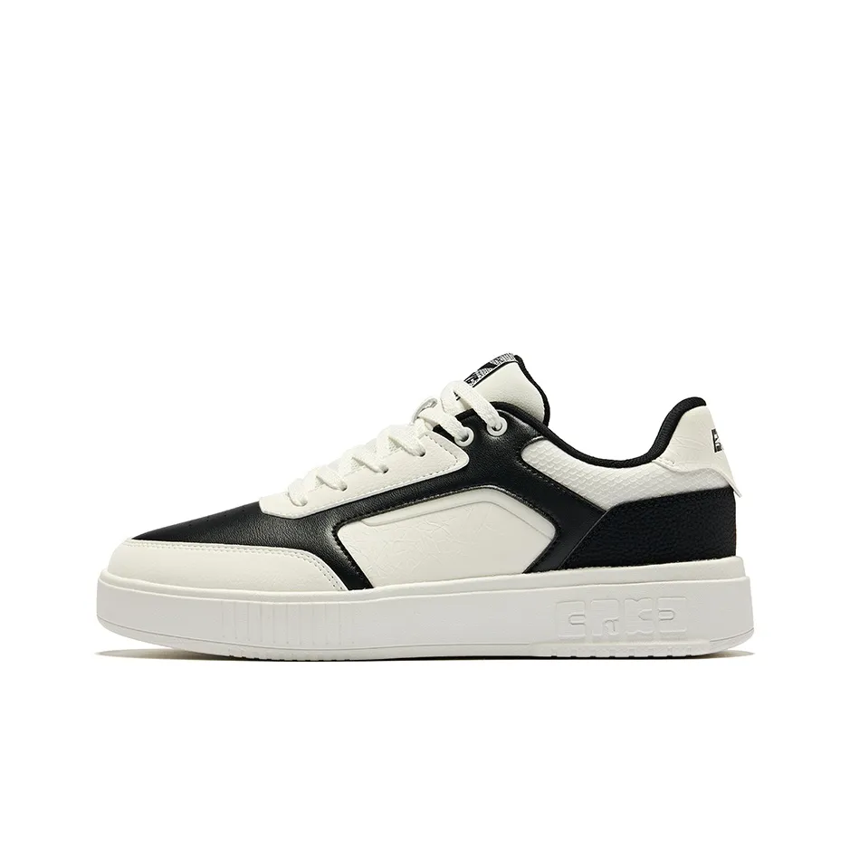 Erke SHARP Edge Аbrasion Resistant Slip Resistant Низкий Топ Скейтборд Кроссовки Мужские Глубокий Черный Микрокристалл Белый