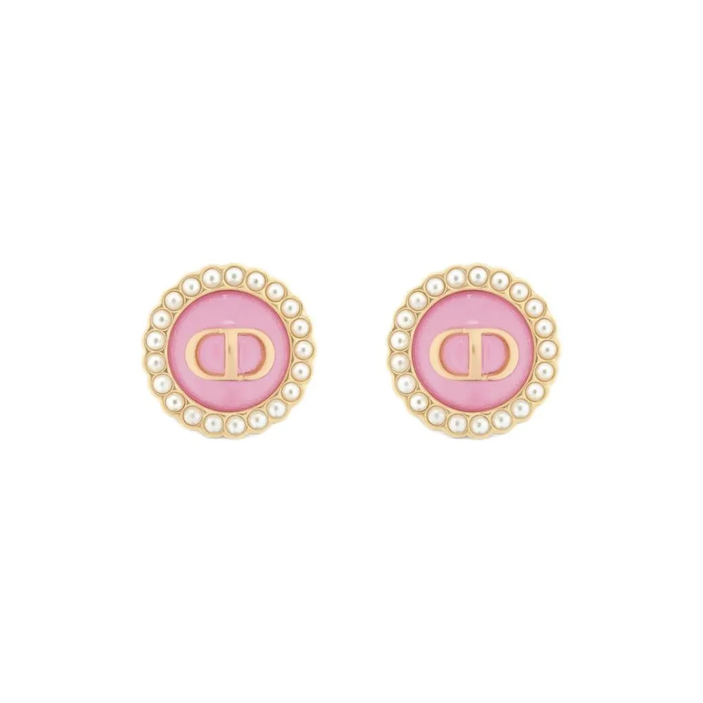 DIOR Metal Stud Earrings Women's Pink