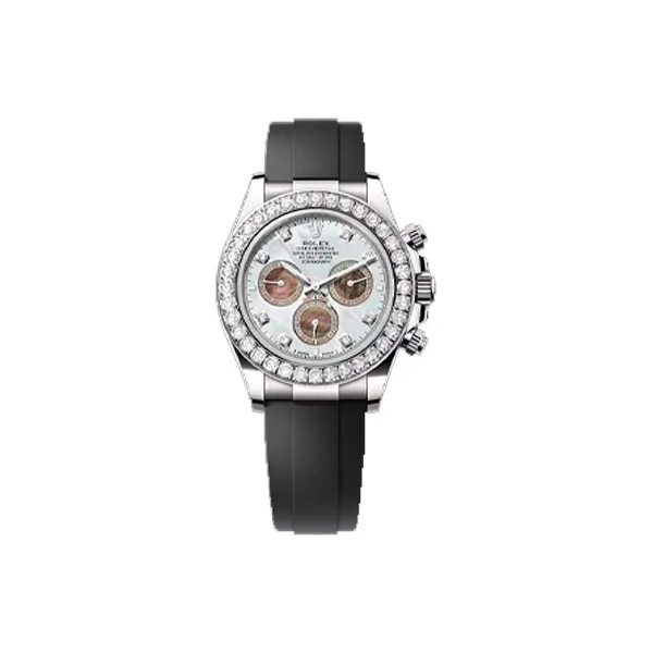 ROLEX Automatic Mechanical Movement Men's Watches Watch 40mm White Dial 18K White Gold Watch Case Rubber Strap