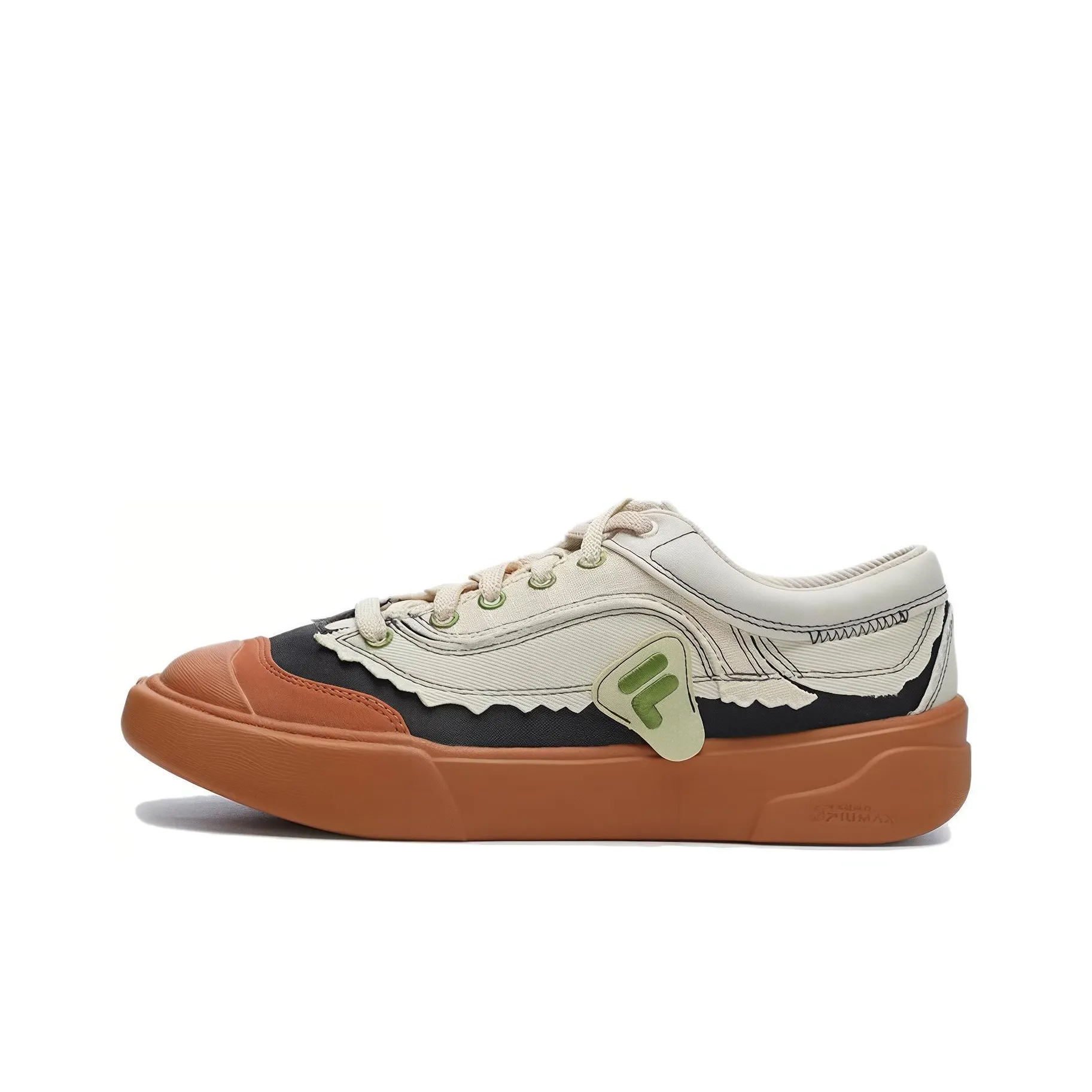 FILA FUSION CURVE Low Top Canvas Shoes Women's White Umber Green