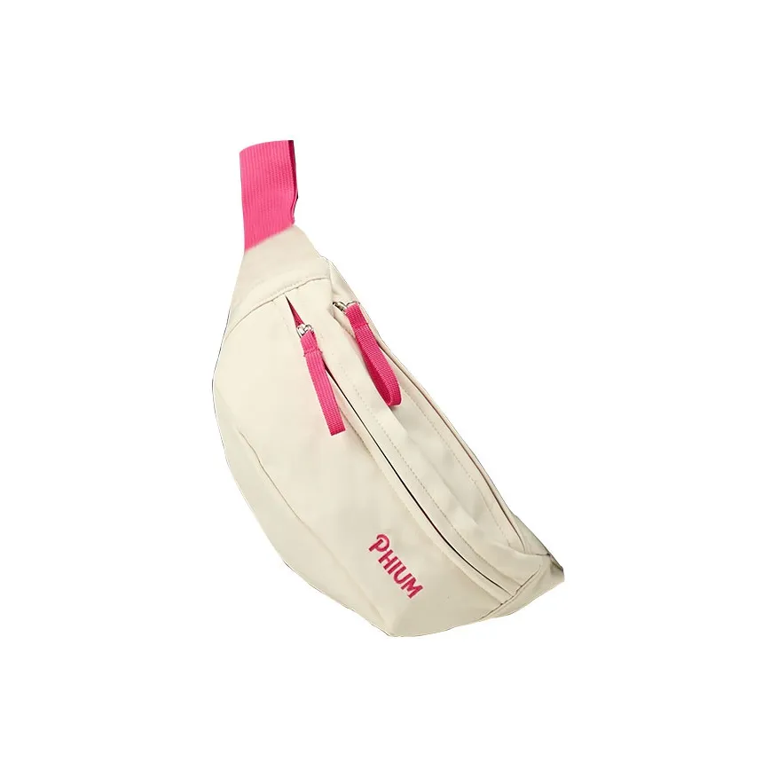 POY Nylon Fabric Crossbody Bag, Dumpling Bag, Sports Bag, Fanny Pack, Sling Bag Medium Size Unisex Ecru