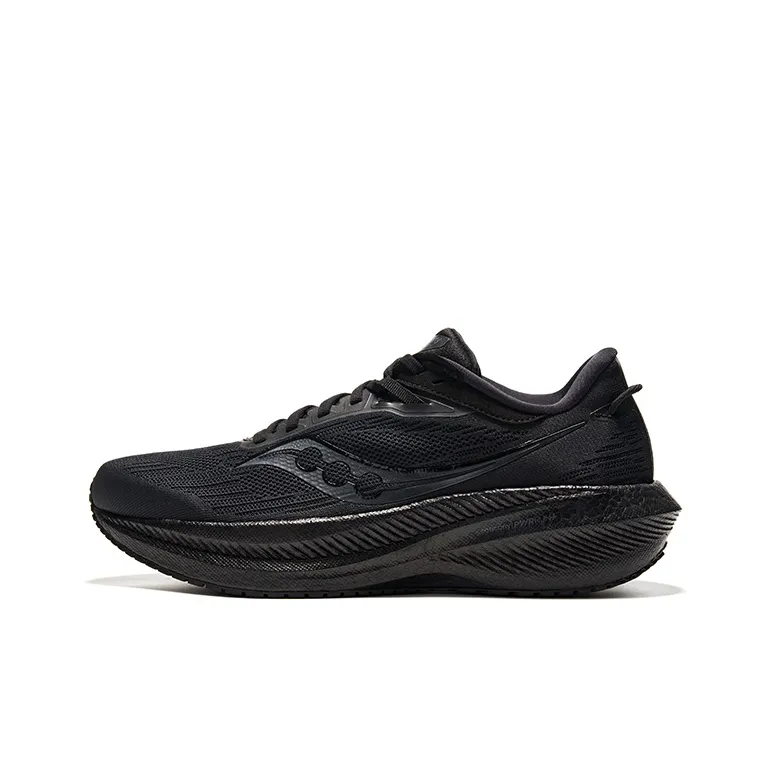 Saucony Triumph 21 Shock Absorbers Slip Resistant Abrasion Resistant Breathable Low Top Running Shoes Men's Black