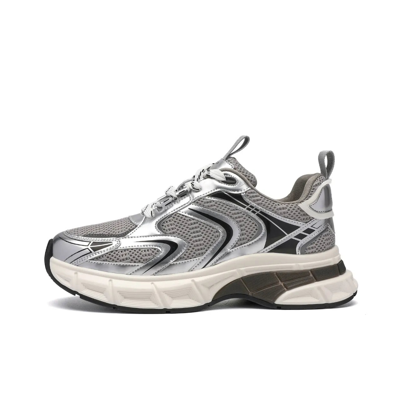 C°BANNER Chunky Sneakers Men's Low Top Silver Gray